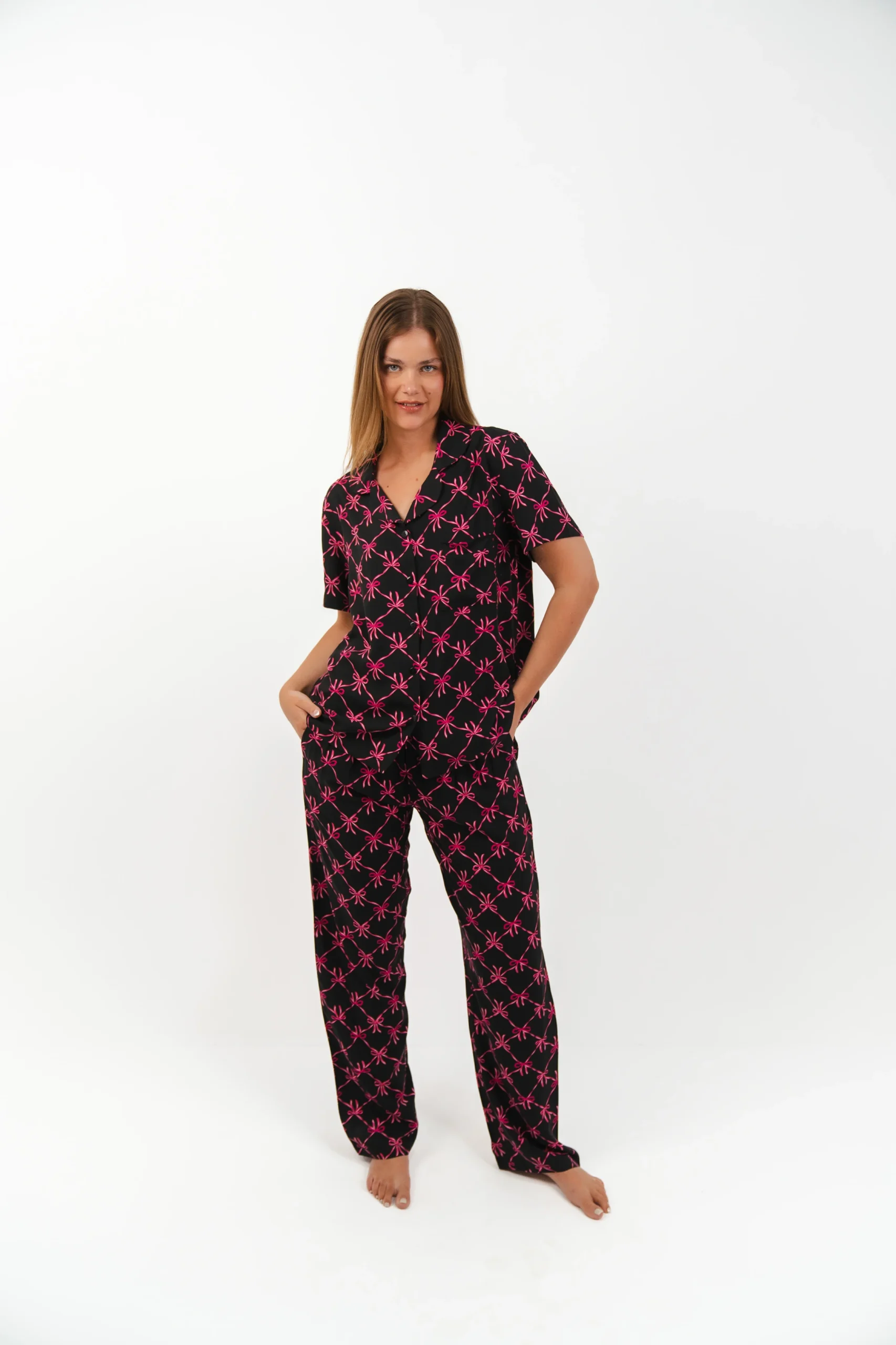 buttoned pyjama pants set