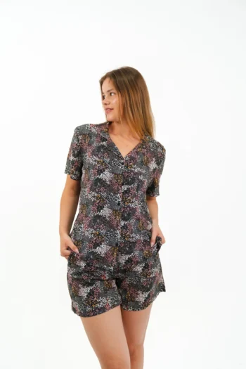 printed buttoned pyjama pants set - Image 2