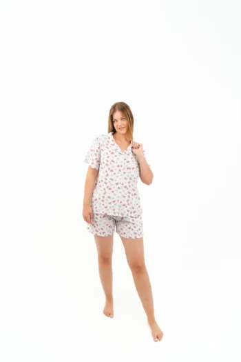 printed buttoned pyjama pants set - Image 3