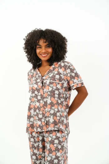 floral buttoned pyjama pants set - Image 2