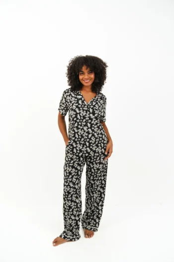 floral buttoned pyjama pants set