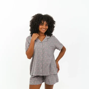 Floral buttoned shorts set