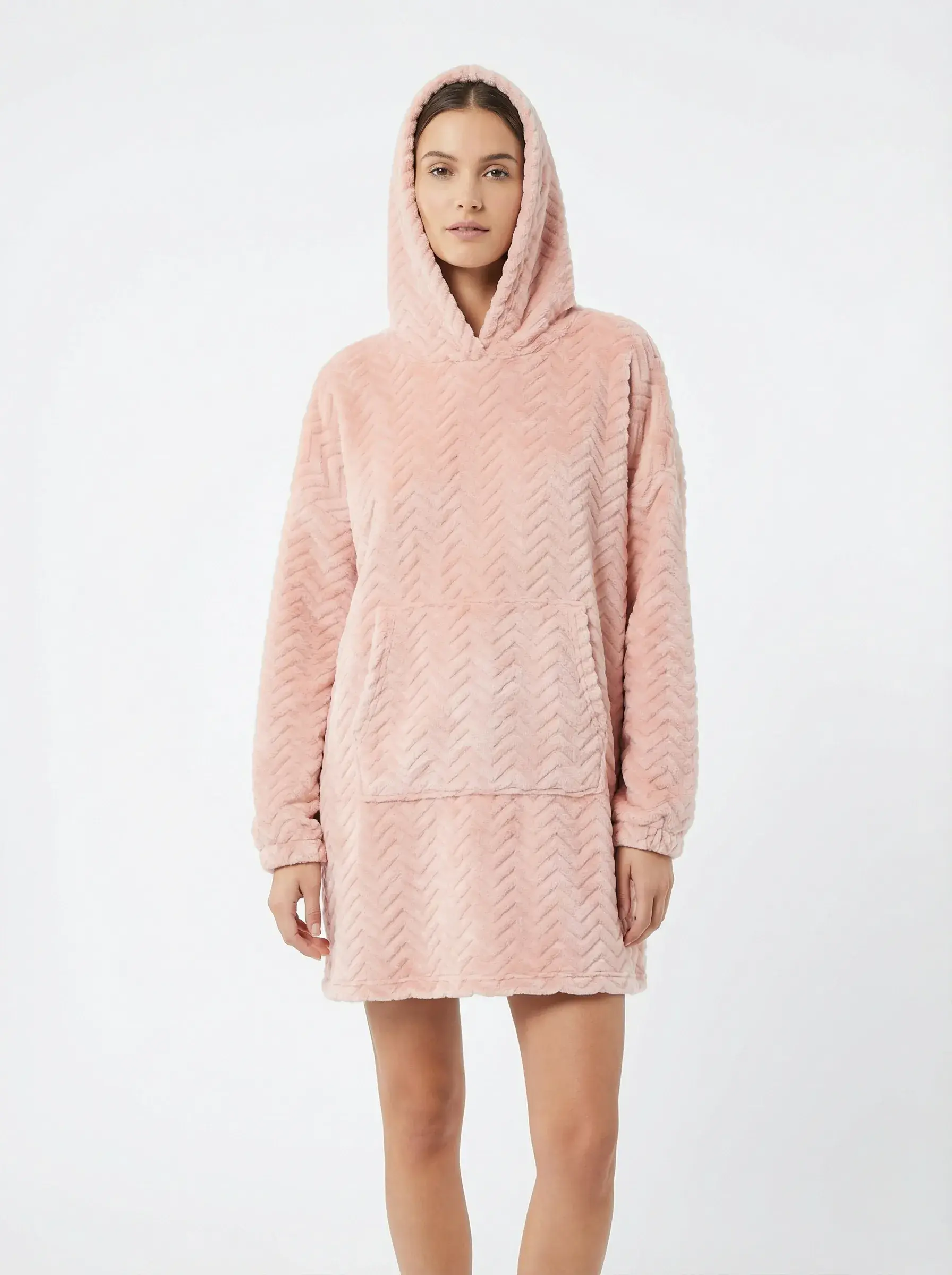 Salmon Hooded Poncho