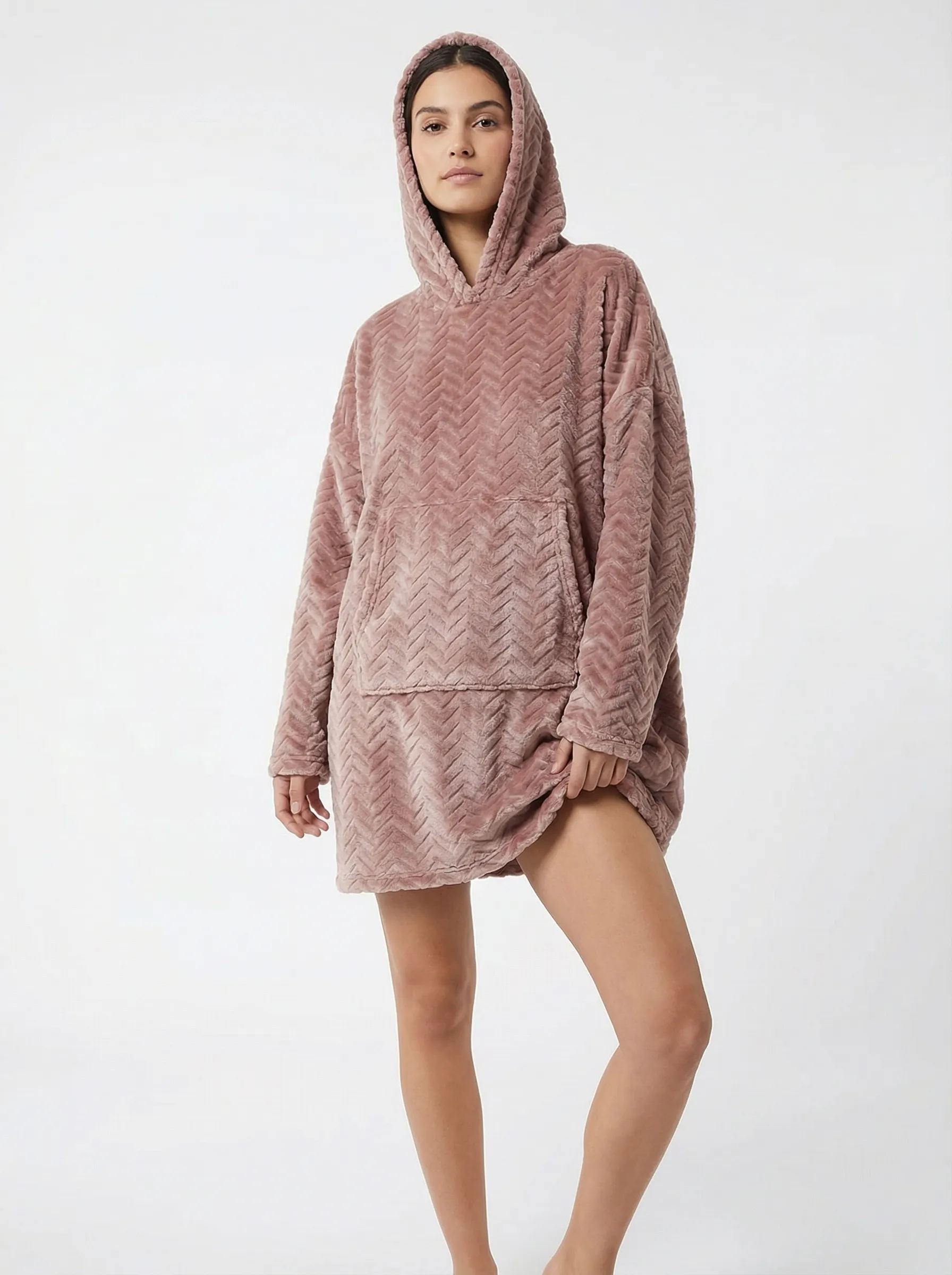 Dark Beige Hooded Poncho