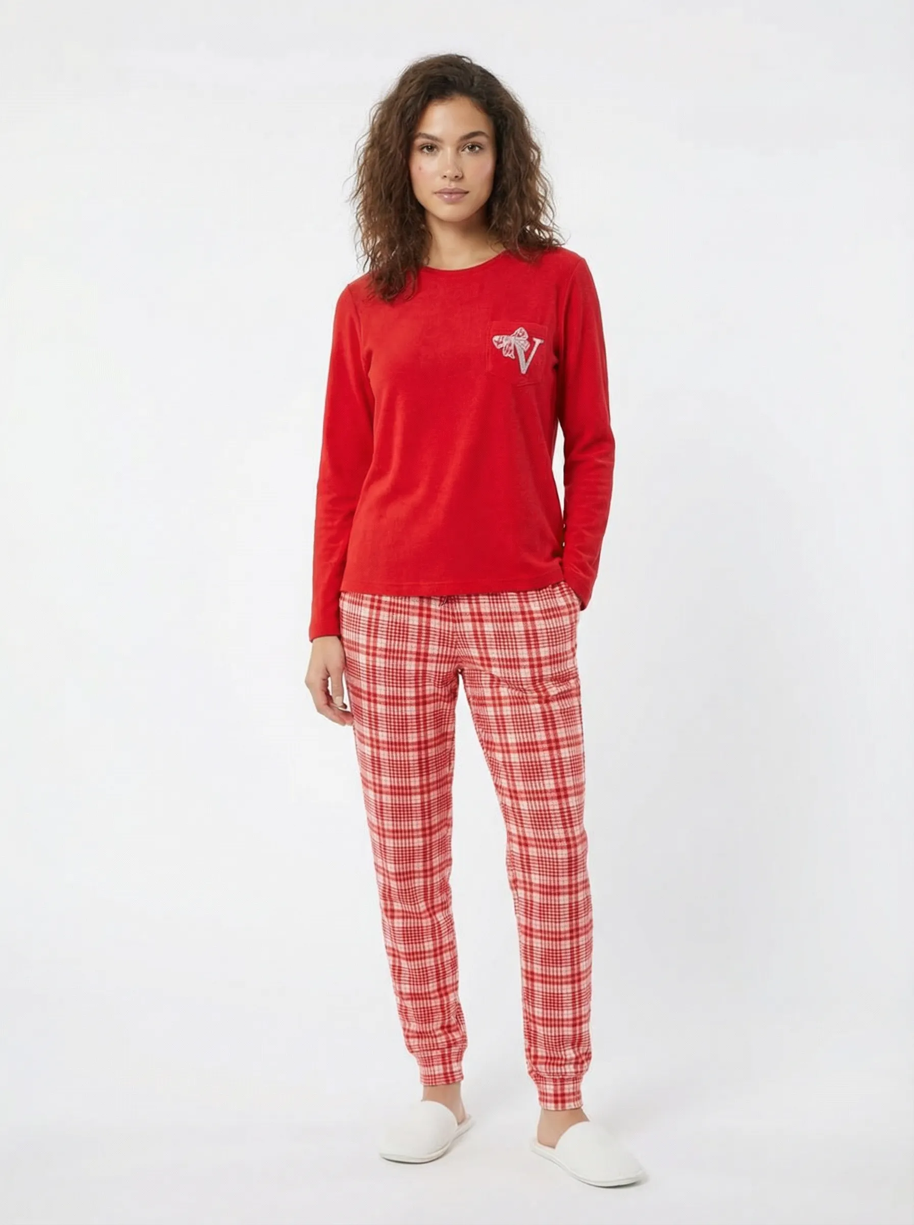 Cozy Plaid Long Sleeve Pajama Set
